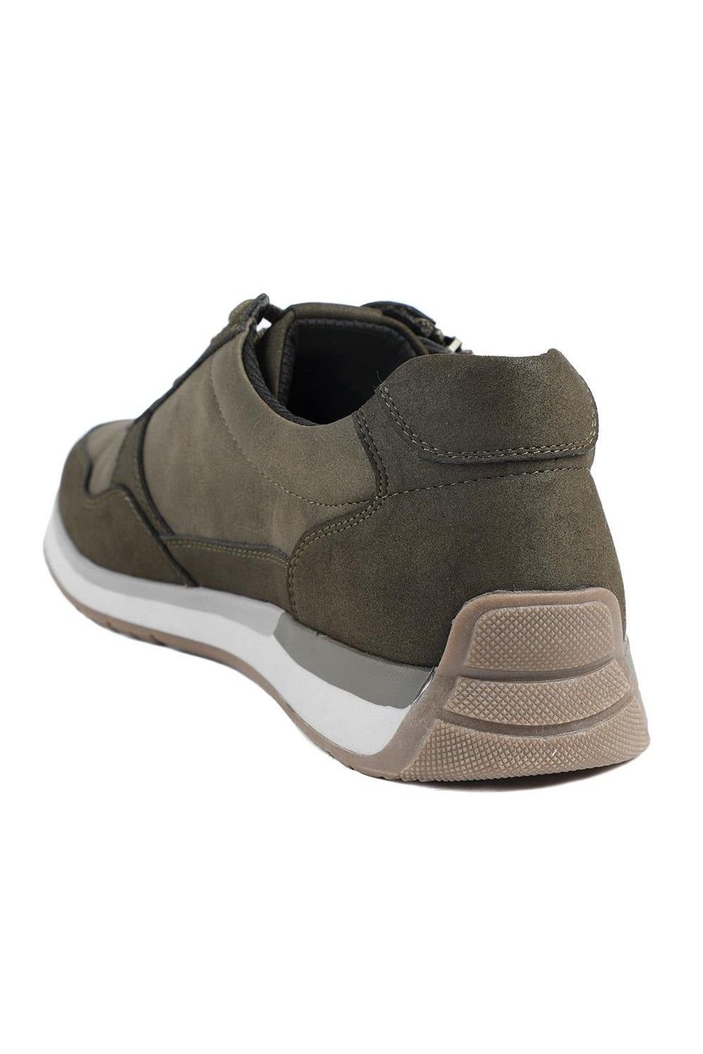 Pavers Pavers Men's Lace Up Trainer with Grip Sole in Khaki - 3