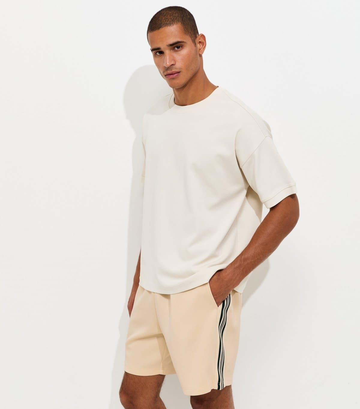 Only and Sons Men's Cream Track Sweatshirt Shorts Only and Sons New Look