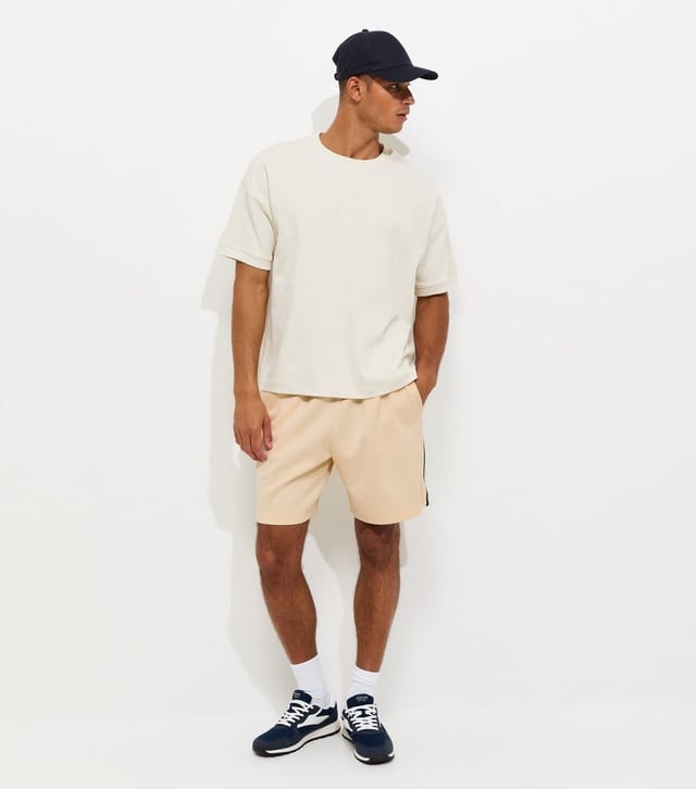 Only and Sons Men's Cream Track Sweatshirt Shorts Only and Sons New Look - 2