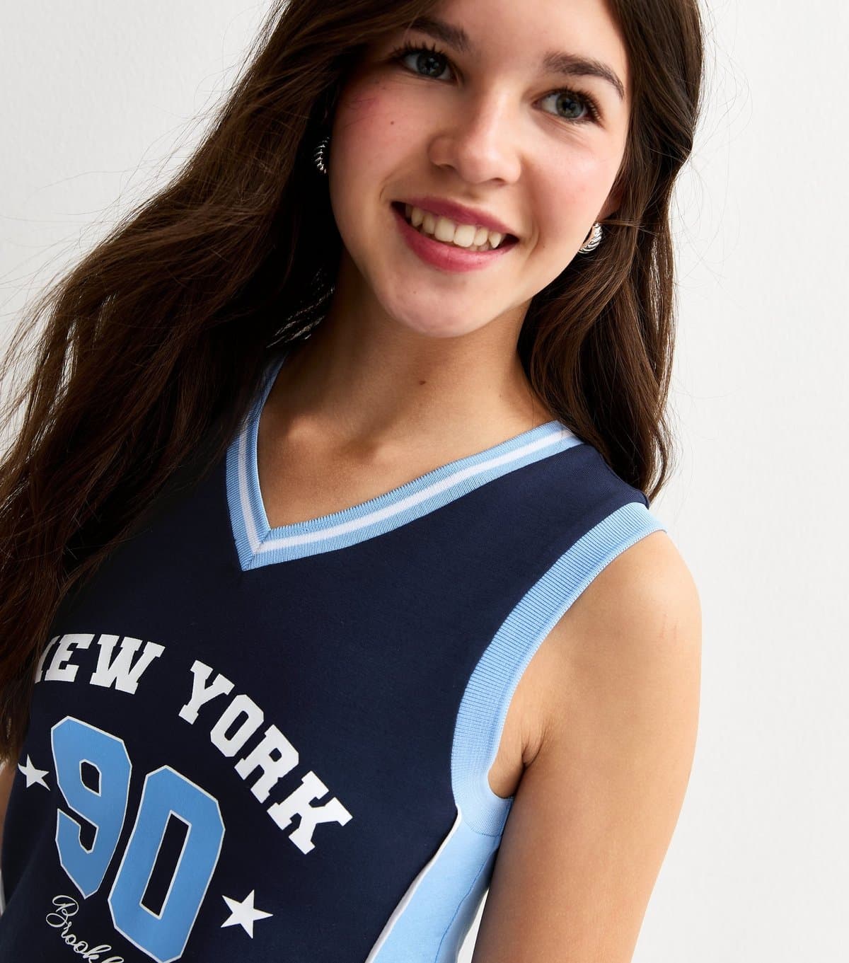 New Look Girls' Navy New York 90 Sleeveless Baseball Top New Look