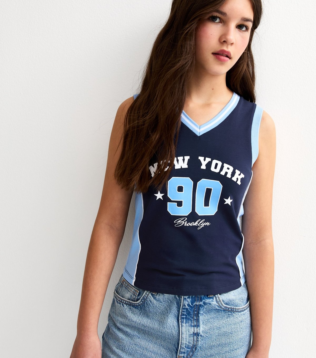 New Look Girls' Navy New York 90 Sleeveless Baseball Top New Look - 3