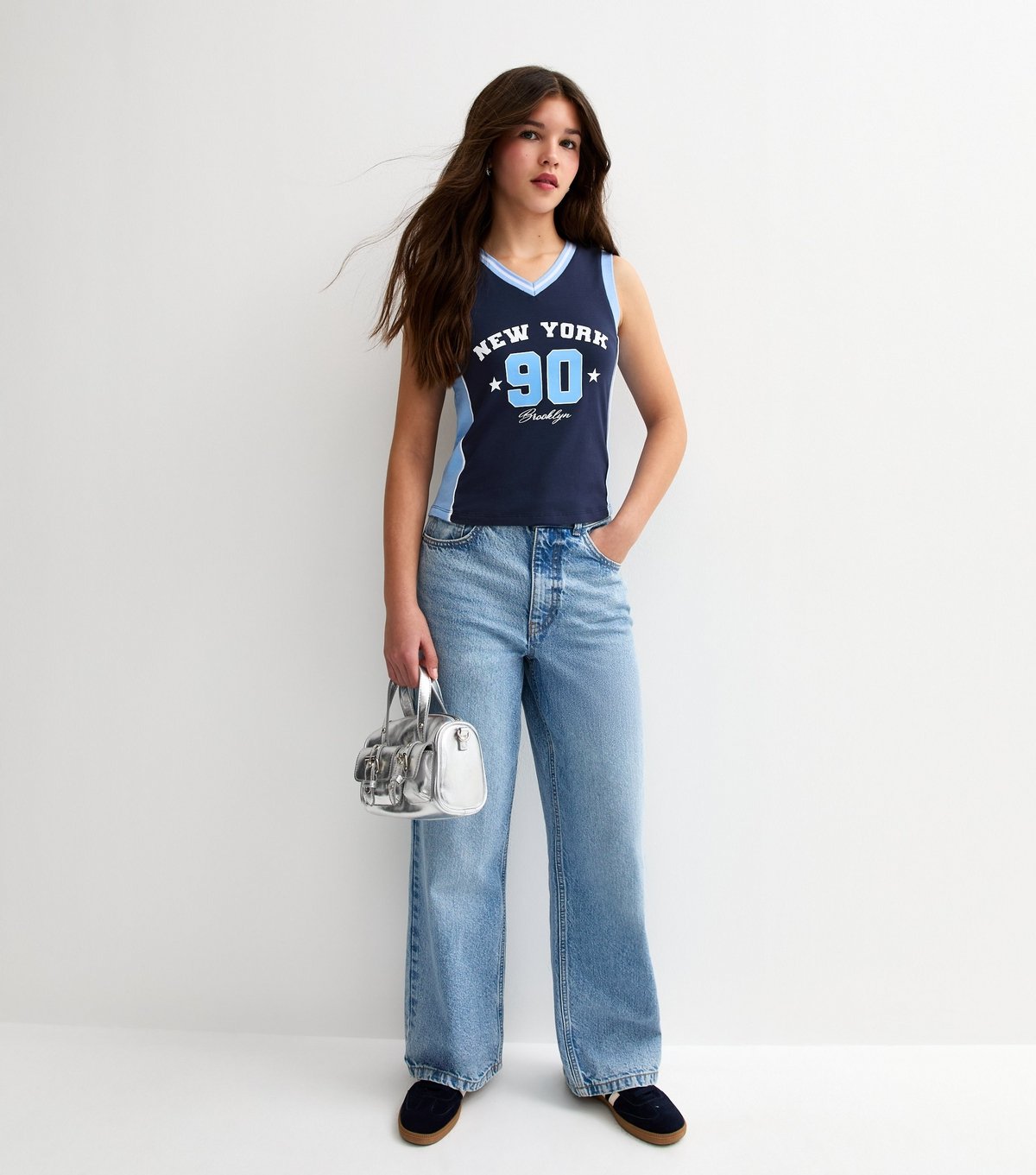 New Look Girls' Navy New York 90 Sleeveless Baseball Top New Look - 4