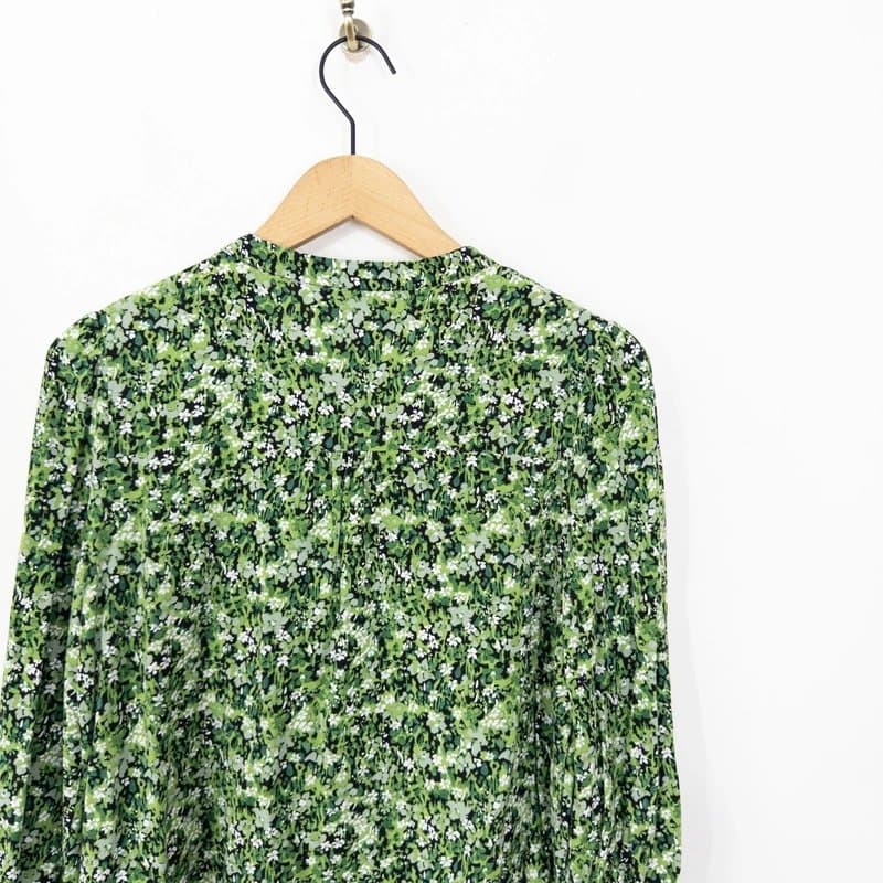 Albaray Albaray Painterly Floral Grandad Shirt Size 10 Green Meadow Blouse RRP £69