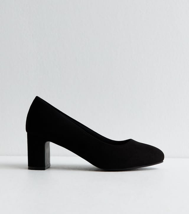 New Look Women's Extra Wide Fit Black Faux Suede Round Toe Court Shoes Vegan New Look - 2