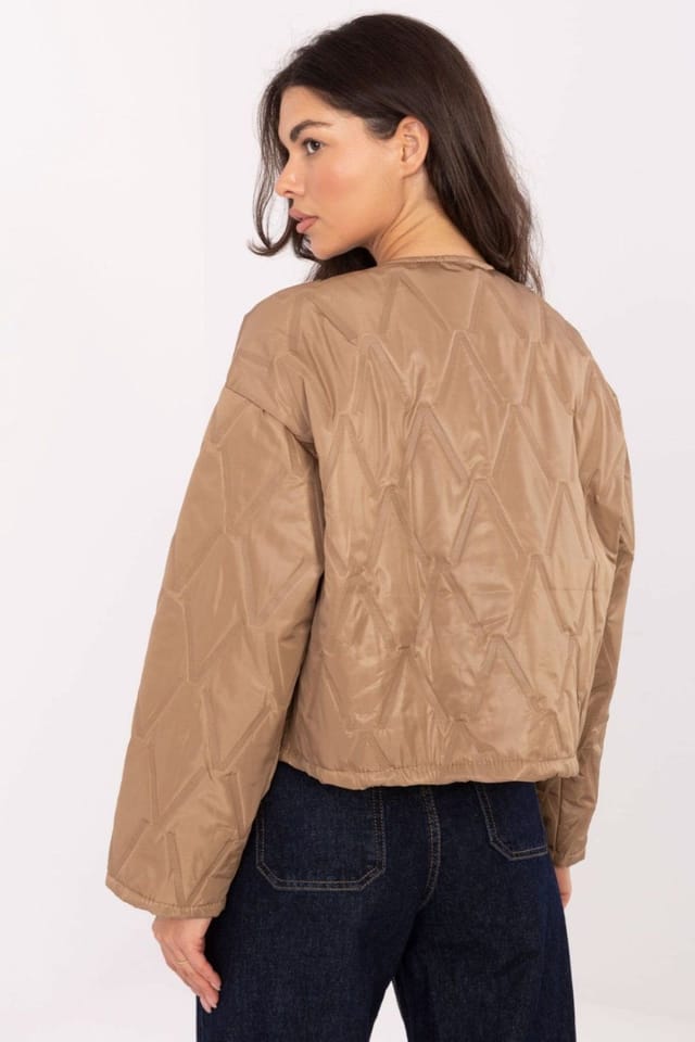 Love Lace Love Lace Women's Quilted Transitional Jacket with Brooch in Brown - 3