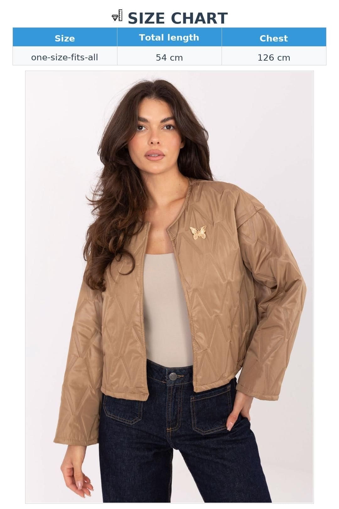 Love Lace Love Lace Women's Quilted Transitional Jacket with Brooch in Brown - 4