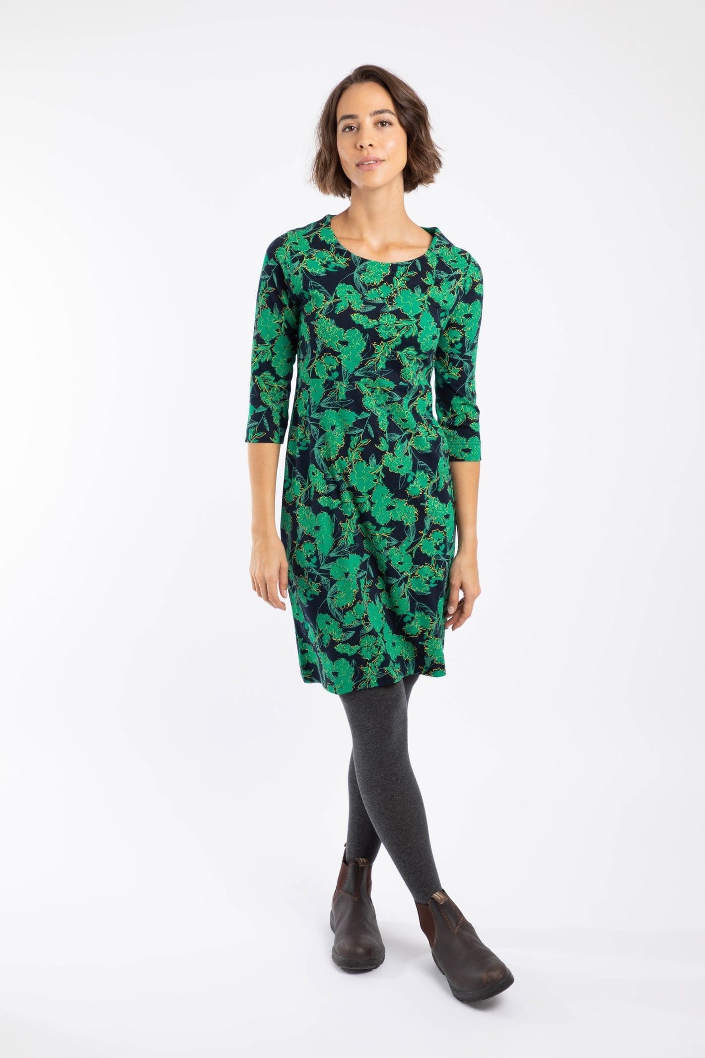 Weird Fish Weird Fish Women's Shafika Cotton Printed Jersey Dress in Blue - 4
