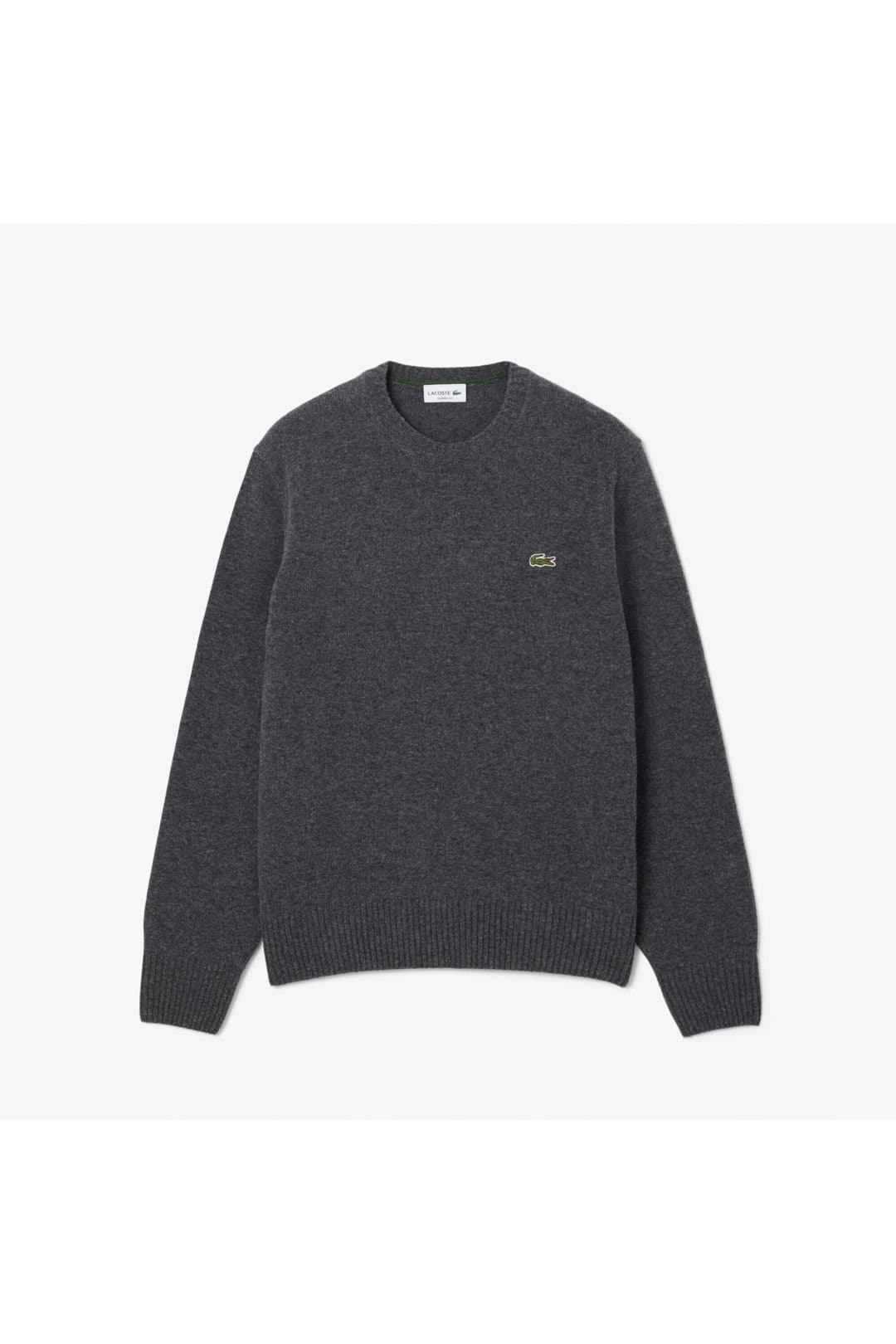 Lacoste Lacoste Men's Crew Neck Knit Jumper Pitch Chine in Charcoal