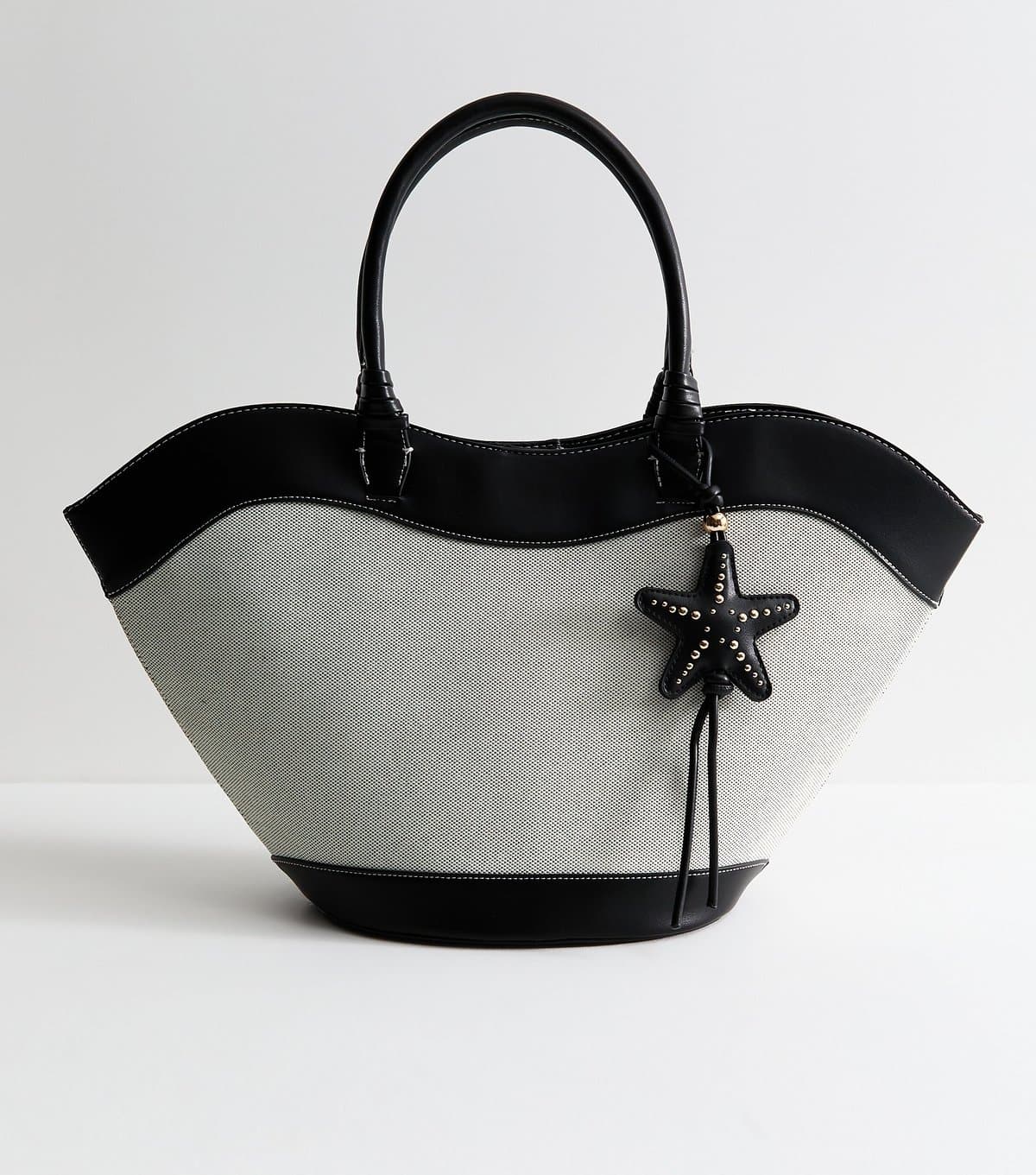 New Look New Look Black Scooped Top Woven Tote Bag