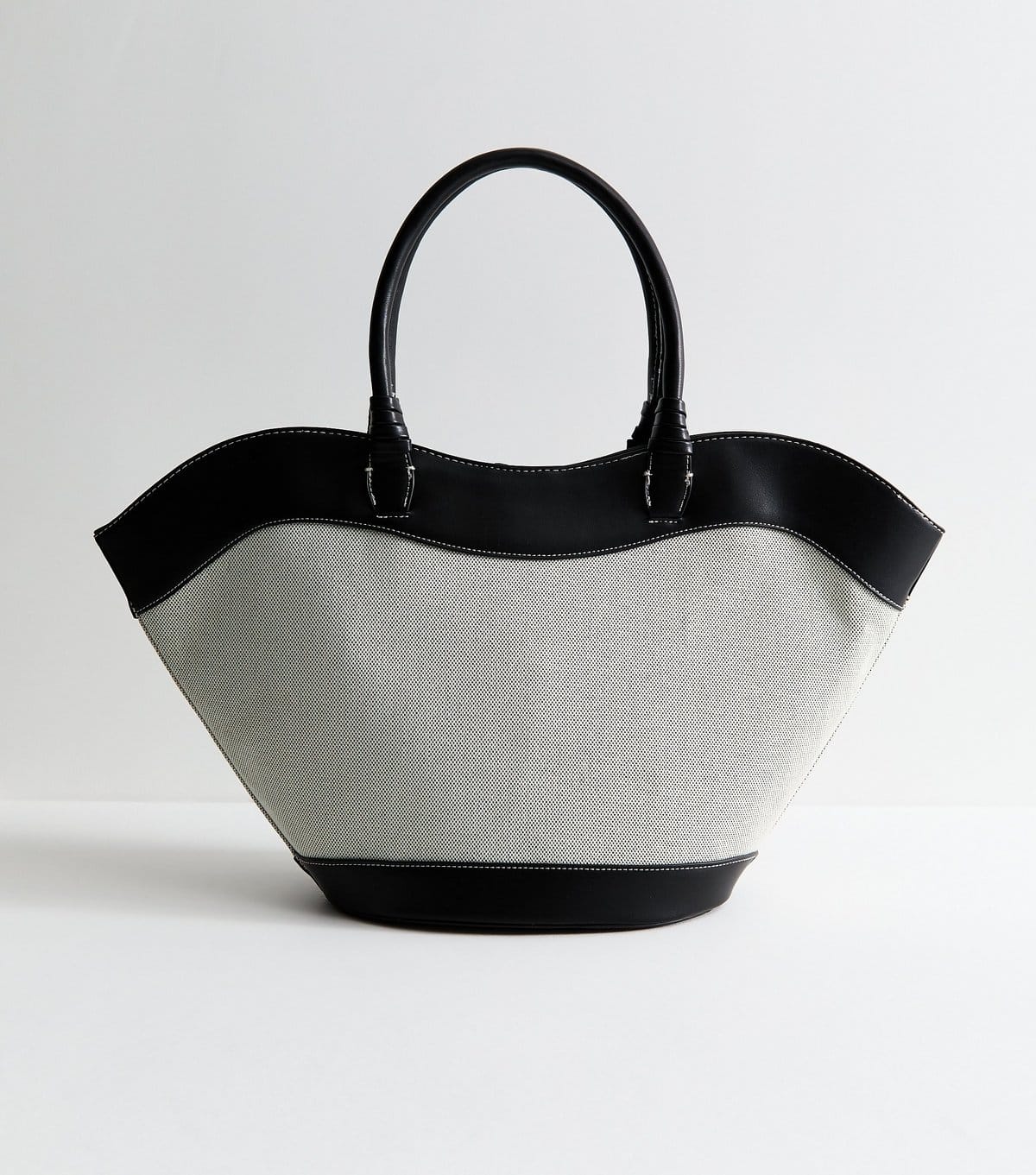 New Look Black Scooped Top Woven Tote Bag New Look - 4