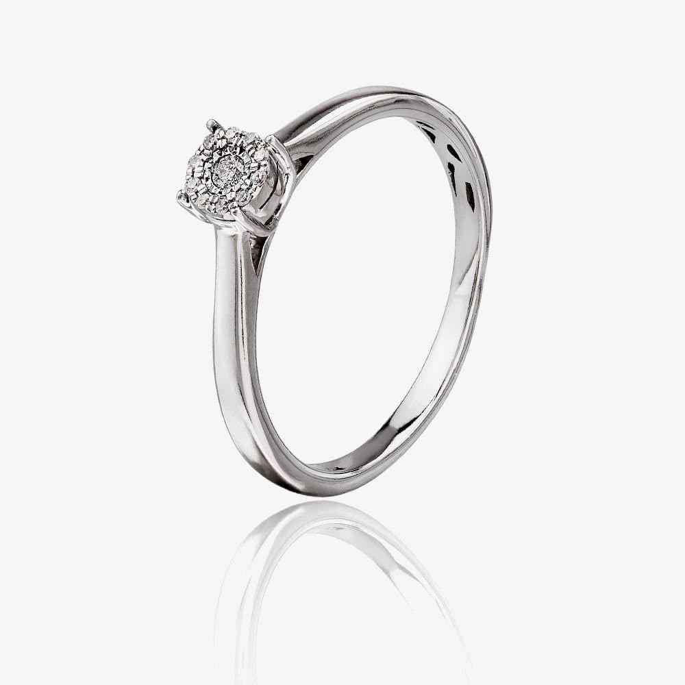T.H.Baker T.H.Baker Women's 9ct White Gold 0.05ct Diamond Cluster Ring in Silver
