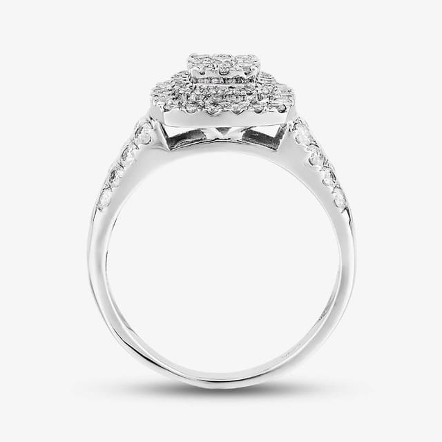 T.H.Baker T.H.Baker Women's 9ct White Gold 0.05ct Diamond Cluster Ring in Silver - 3