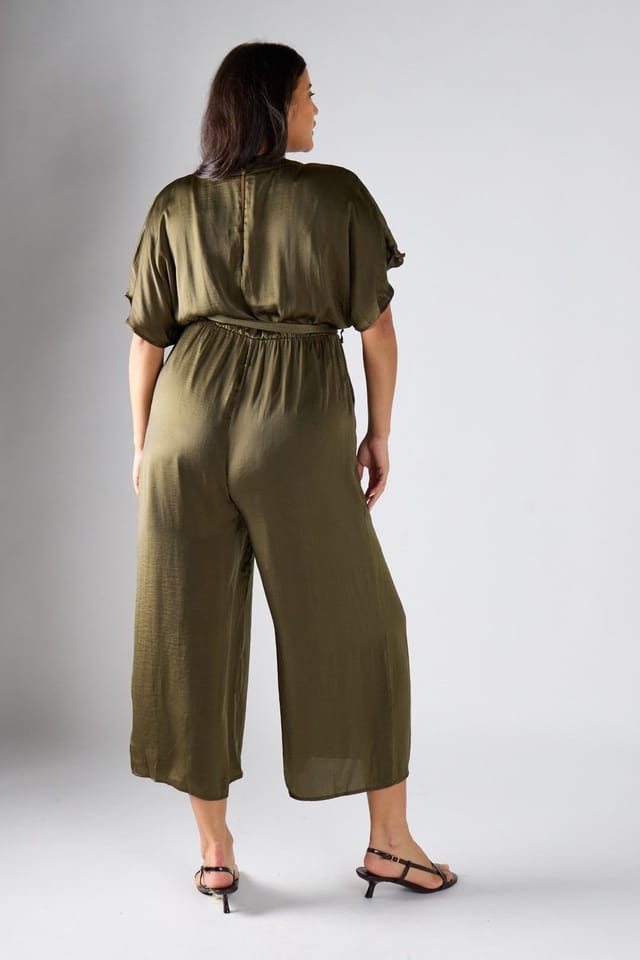 Shnoo Shnoo Women's Belted Wrap Jumpsuit in Khaki - 2