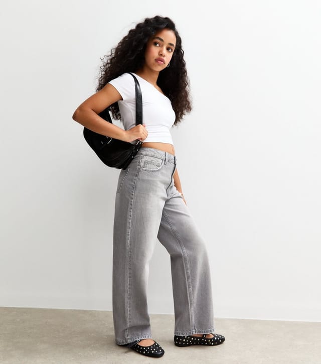 New Look Girls' Dark Grey Wide Leg Jeans New Look - 2