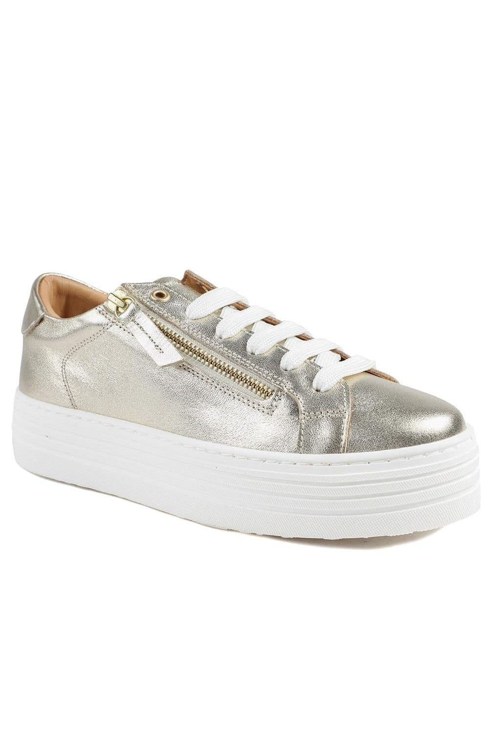 Jones Bootmaker Jones Bootmaker Women's Amaliada Leather Platform Trainers in Gold
