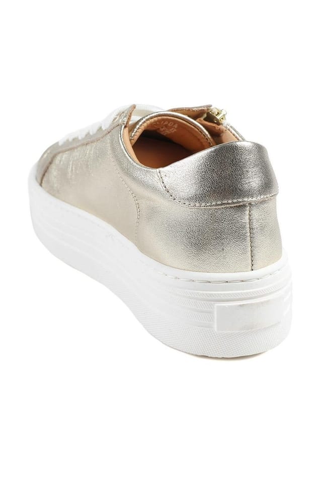 Jones Bootmaker Jones Bootmaker Women's Amaliada Leather Platform Trainers in Gold - 3