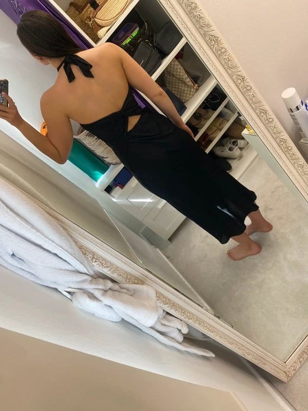 Never Fully Dressed Black Satin Halter Neck Midi Dress