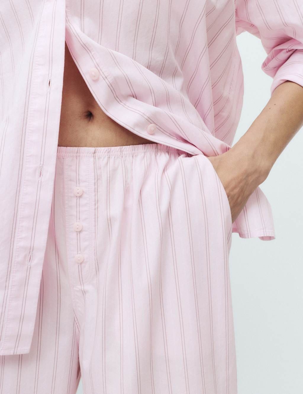 M&S Light Pink Mix Cotton Poplin Pyjama Bottoms
