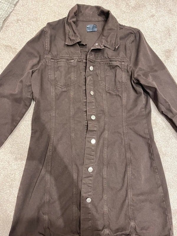 ASOS Brown Denim Shirt Dress Buttoned Size 16
