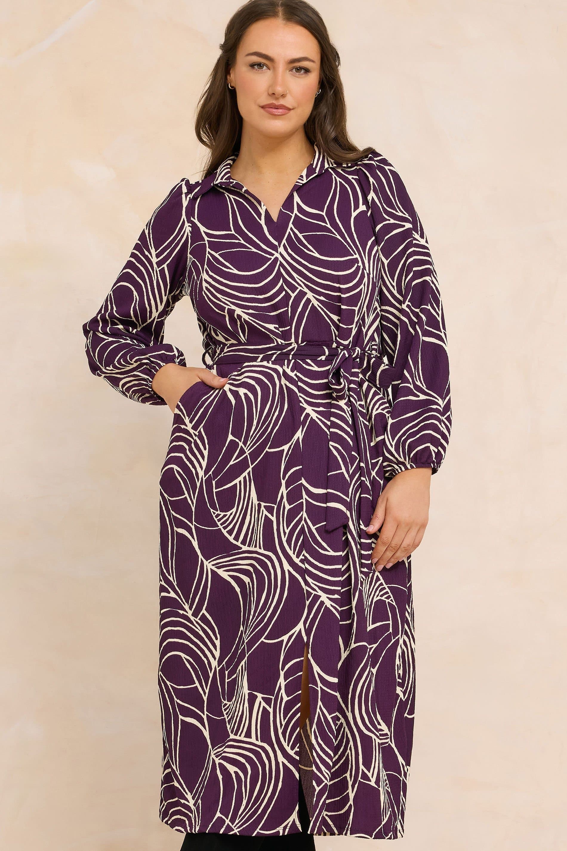 Evans Evans Women's Printed Shirt Dress in Purple