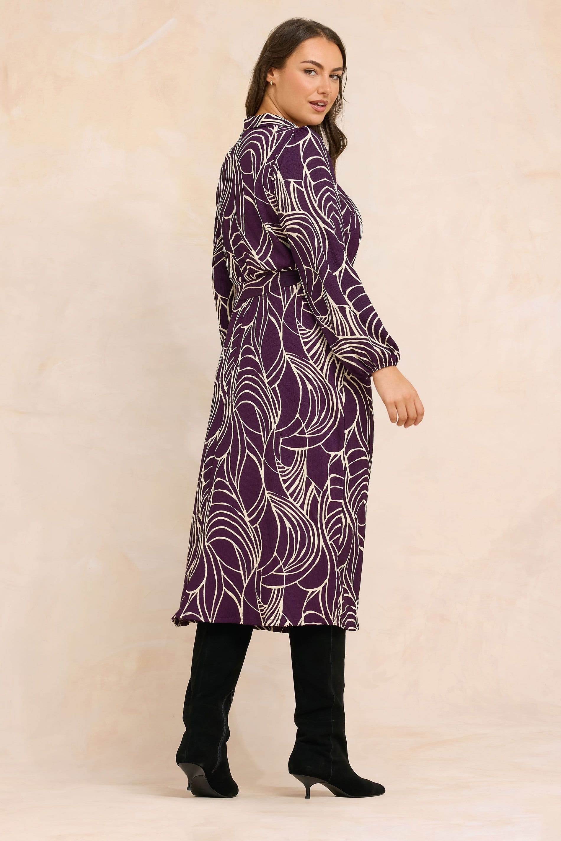 Evans Evans Women's Printed Shirt Dress in Purple - 4