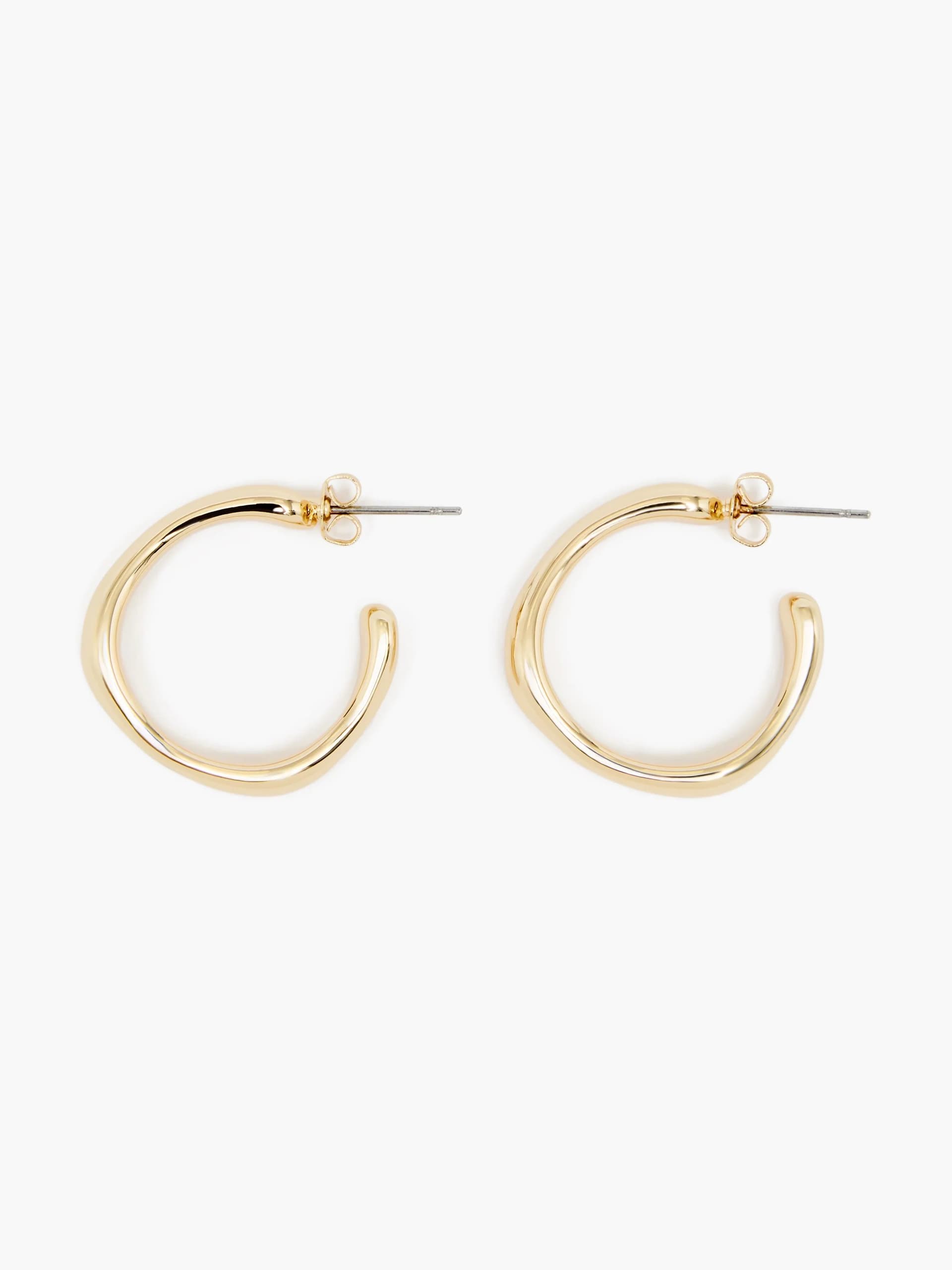 French Connection Hammered Hoop Earrings Gold