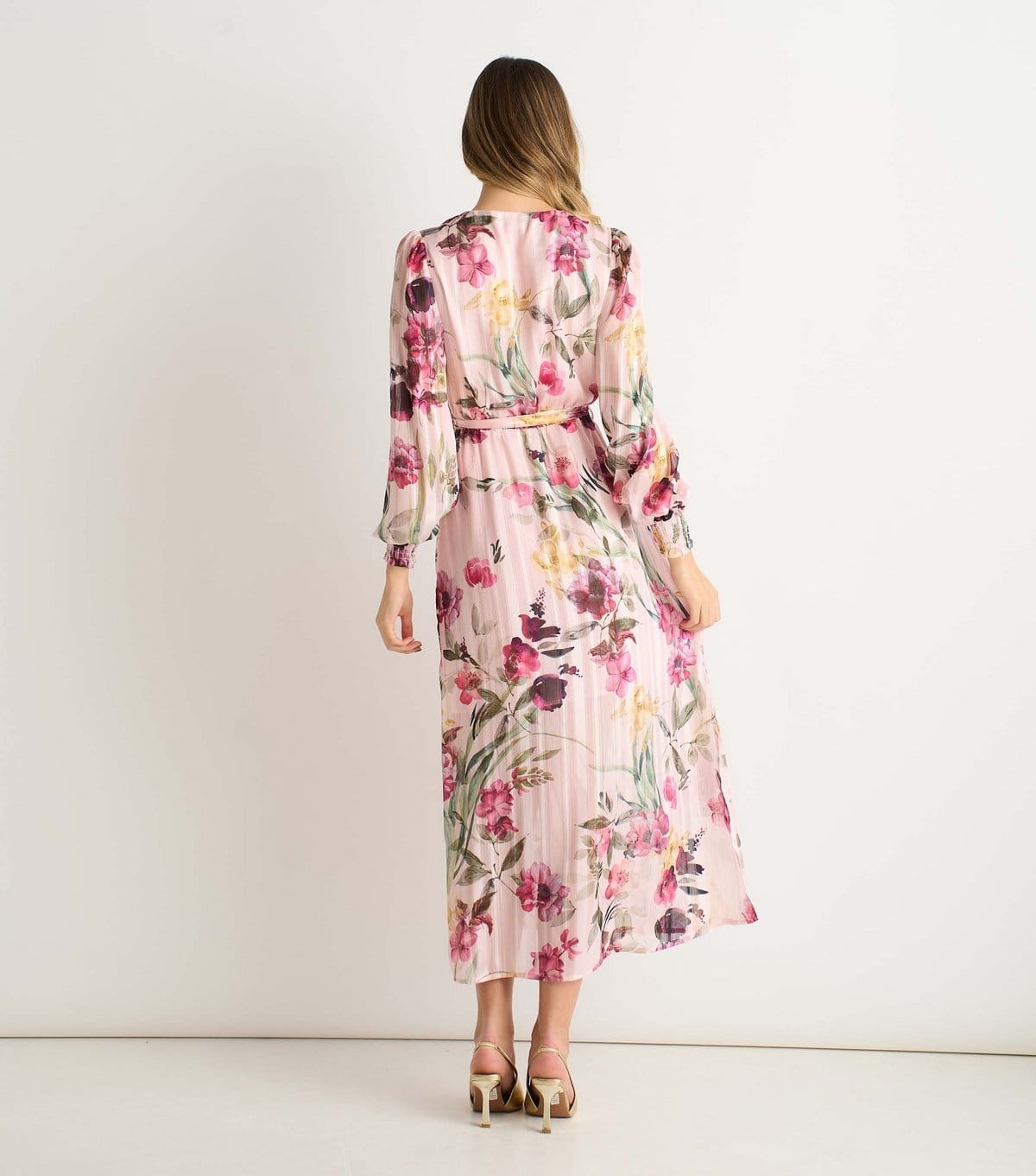 Gini London Women's Light Pink Wrap Floral Midi Dress Gini London New Look - 4