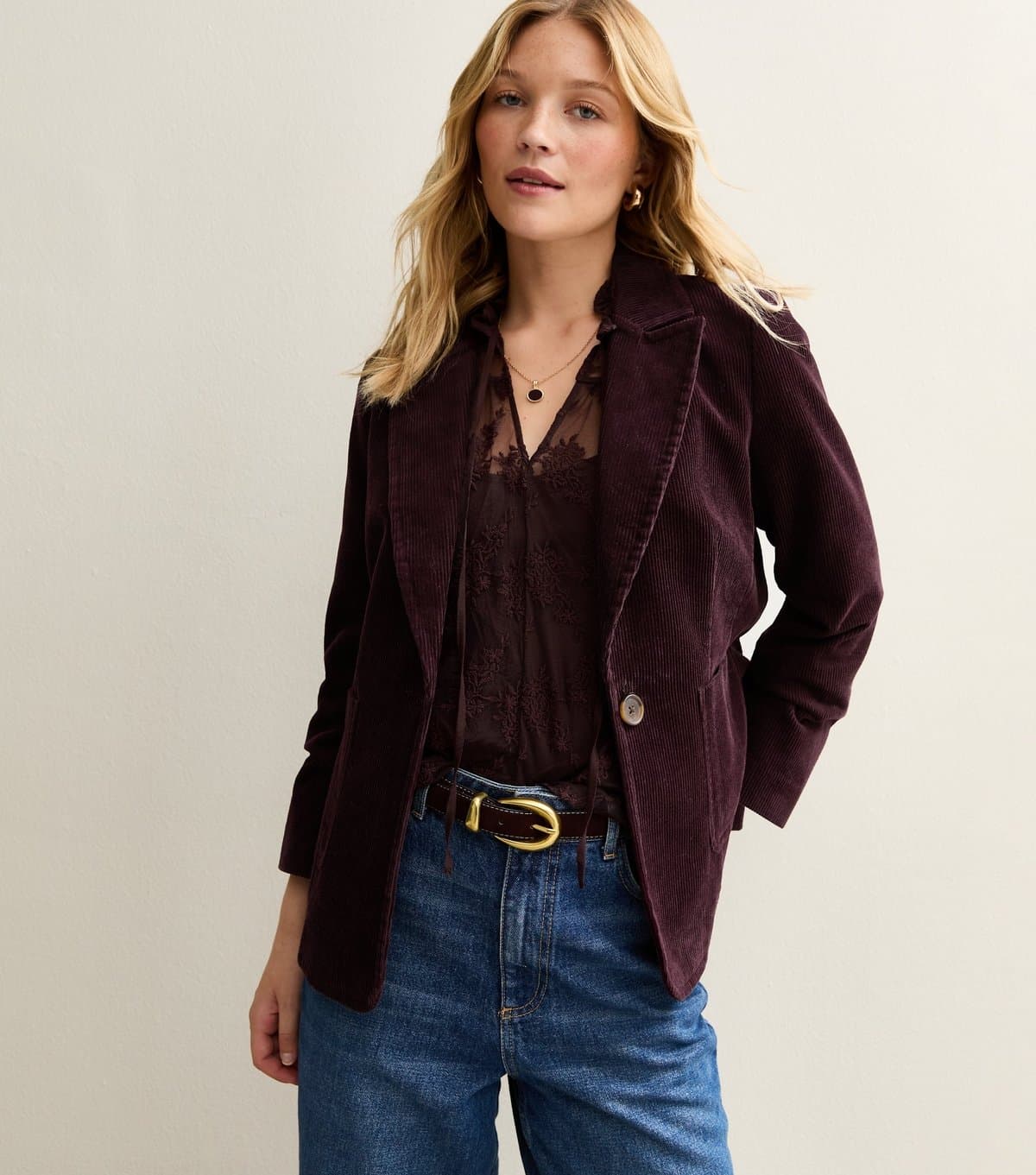 New Look New Look Burgundy Corduroy Blazer