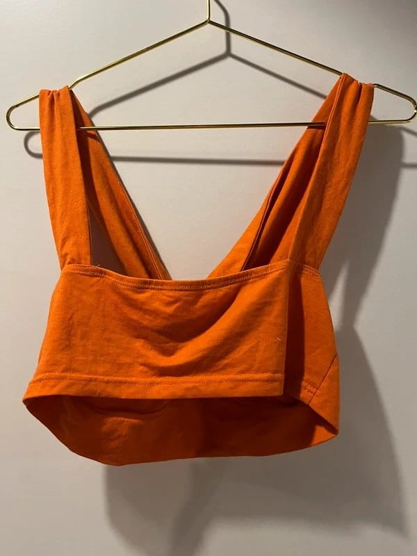 Shein Shein bright orange cross over underwire strappy crop top - 1