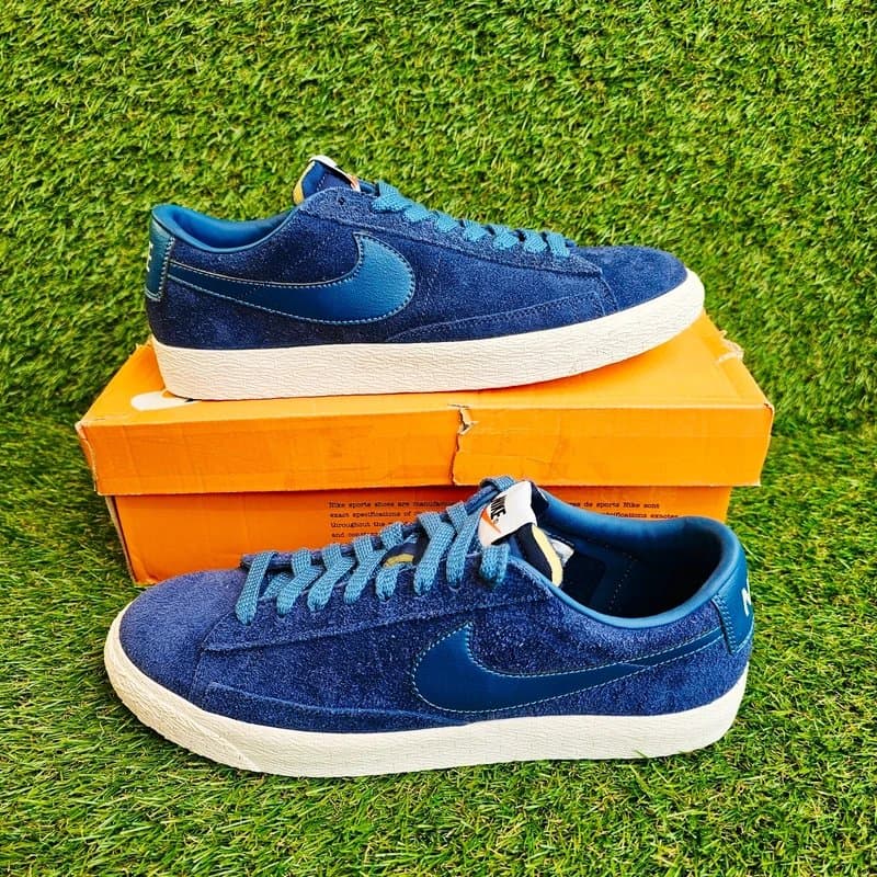 Nike Nike Blazer Low Vintage 🌟 Size 8 UK Trainers Suede White Blue Leather Retro BNIB