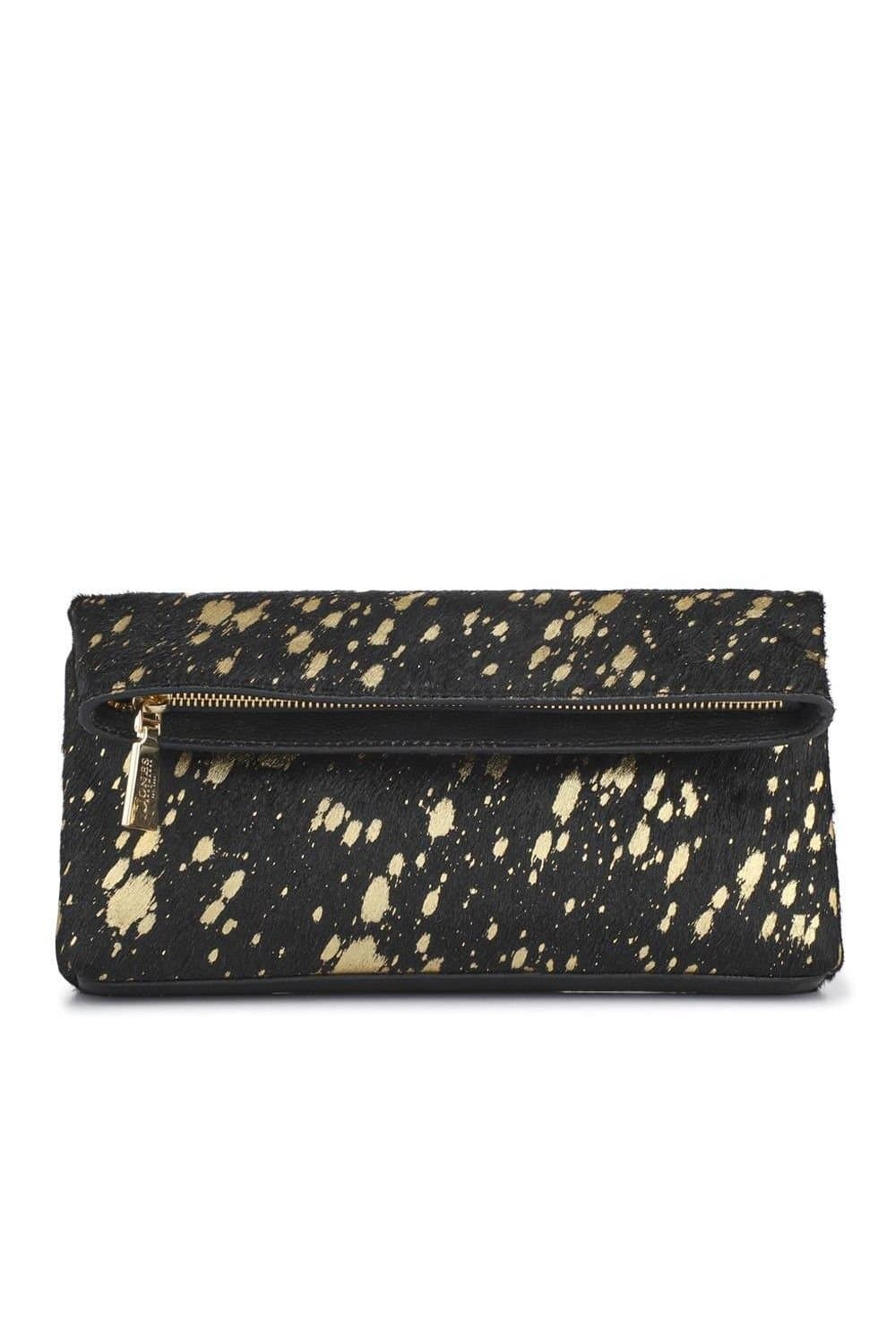 Jones Bootmaker Jones Bootmaker Black Metallic Fold-Over Clutch