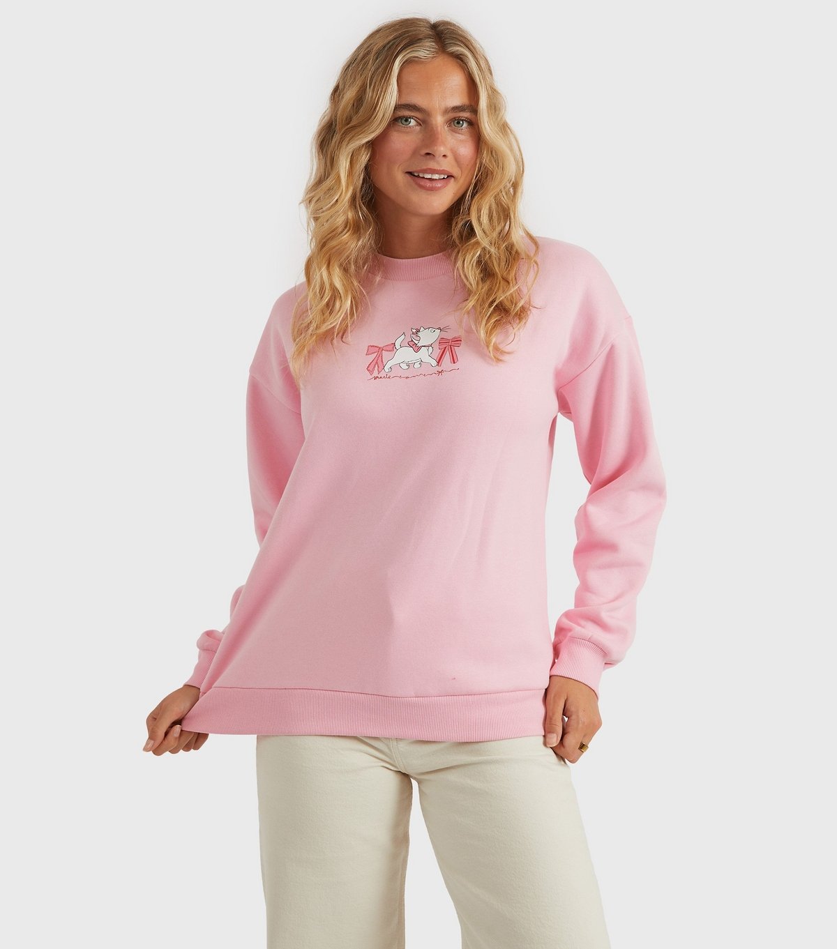 Custard Women's Clothing Pink Marie Bow The Aristocats Sweatshirt Custard New Look - 2