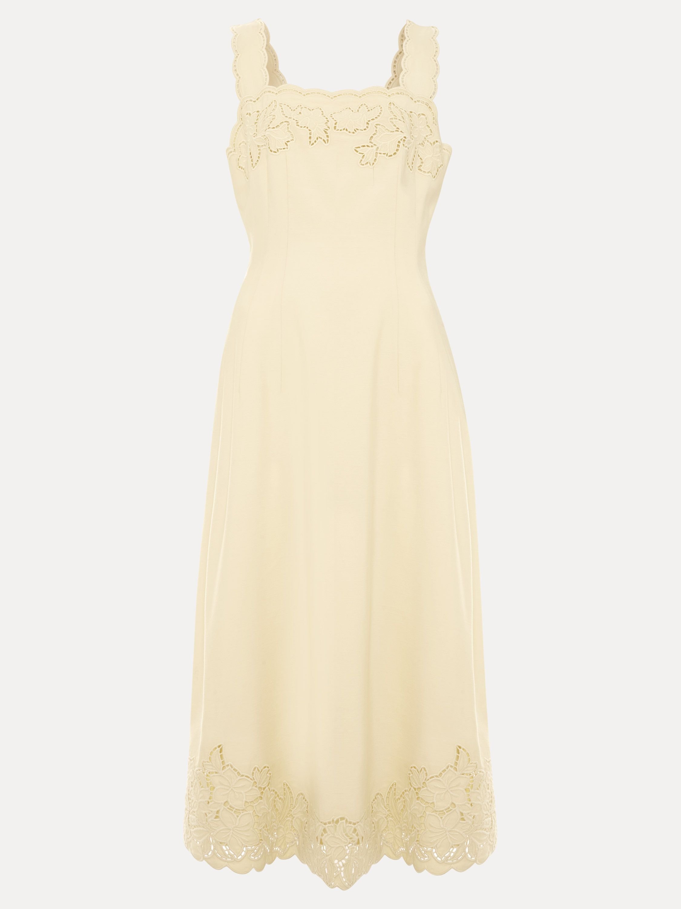 Phase Eight Phase Eight Women's Wilda Scalloped Lacy Midi Dress in Lemon - 2