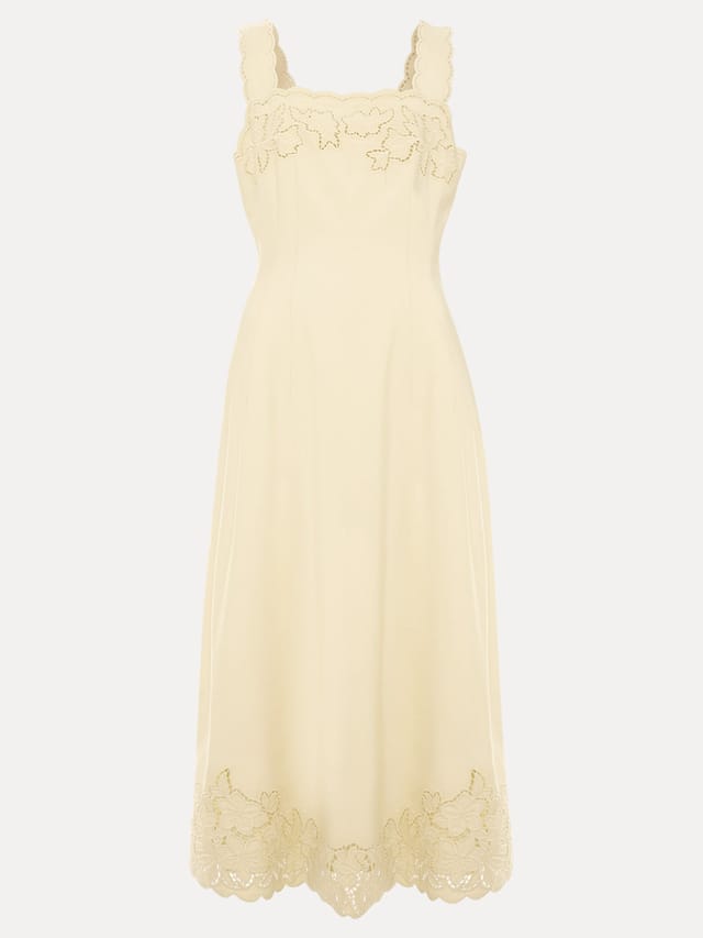Phase Eight Phase Eight Women's Wilda Scalloped Lacy Midi Dress in Lemon - 2