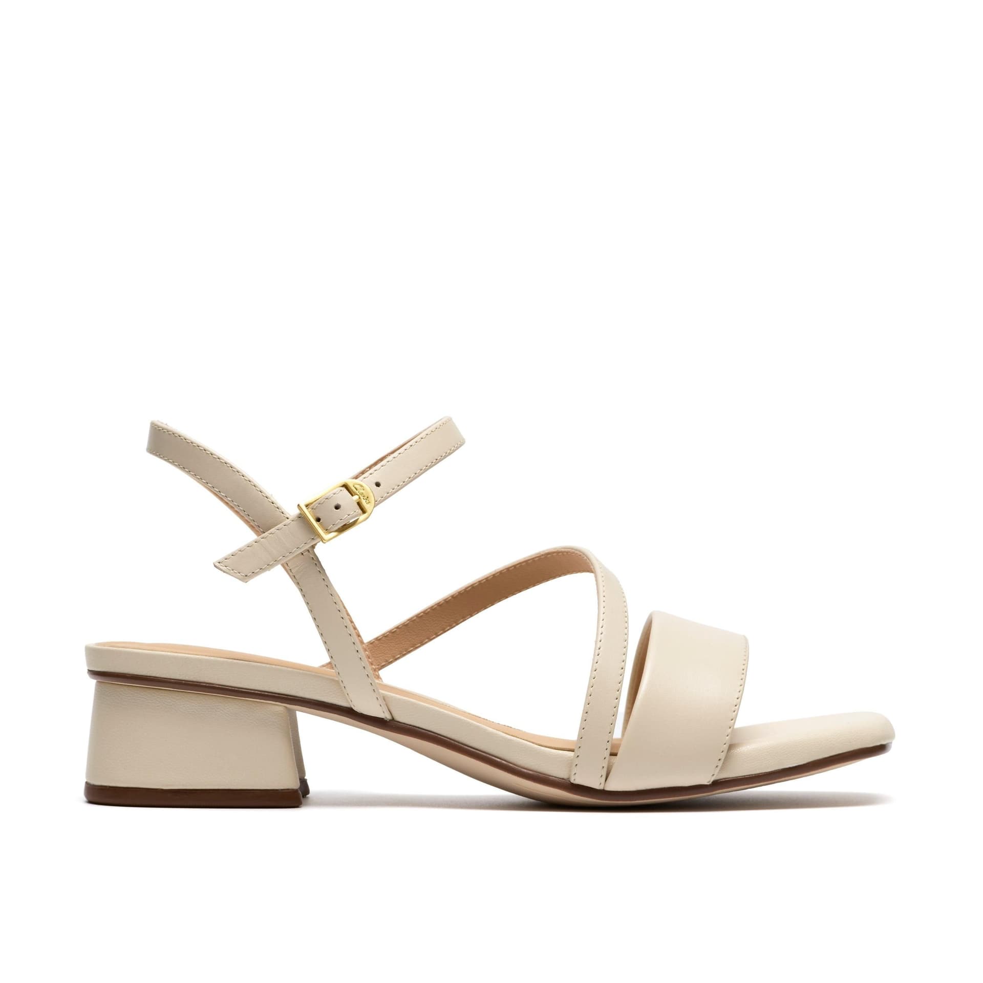 Clarks Clarks Cream Leather Heeled Sandals