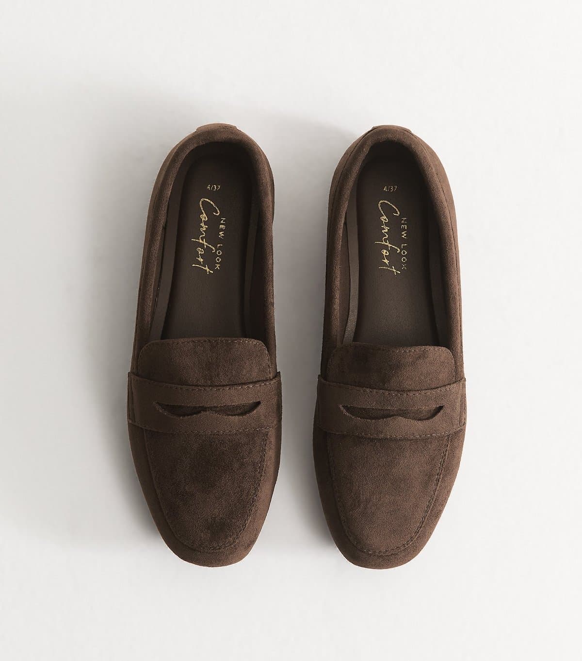New Look New Look Dark Brown Faux Suede Flat Penny Loafers