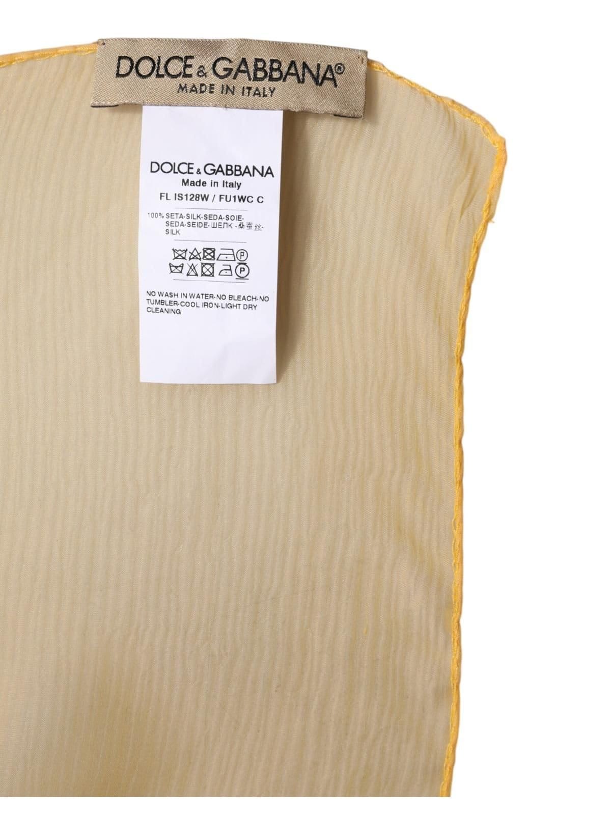 Dolce & Gabbana Dolce & Gabbana Women's Yellow Silk Rectangle Wrap Shawl Scarf - 4