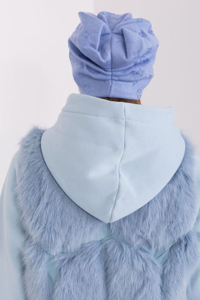Love Lace Love Lace Women's Warm Winter Cashmere Beanie Hat with Rhinestone Trim Detail in Blue - 3