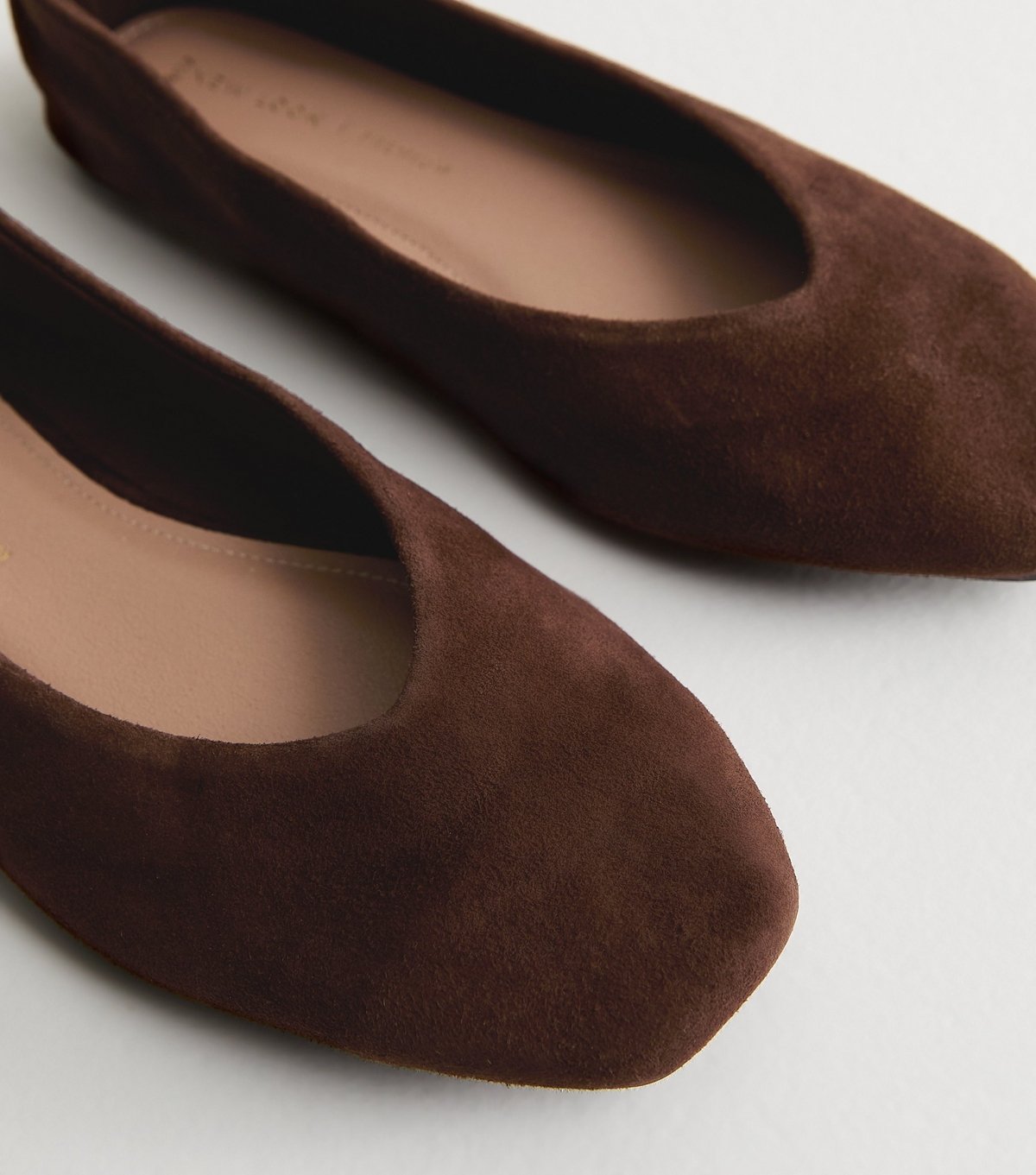 New Look Women's Premium Real Leather Brown High Vamp Ballerina Pumps New Look - 3