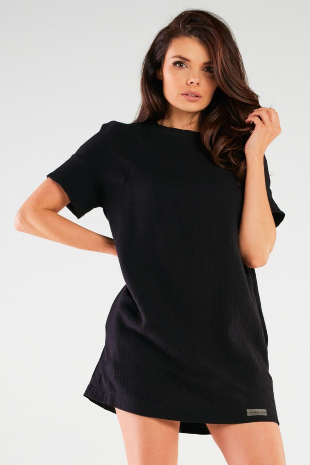 Love Lace Love Lace Women's Breathable Loose Short Sleeve Mini Dress Poland in Black