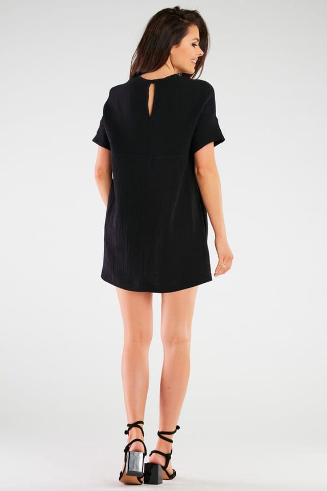 Love Lace Love Lace Women's Breathable Loose Short Sleeve Mini Dress Poland in Black - 3