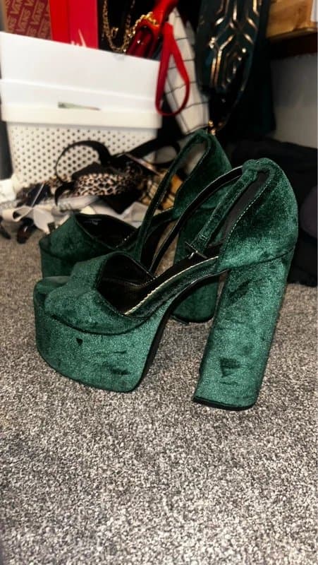 ASOS ASOS Green velvet platform heels size 6 worn