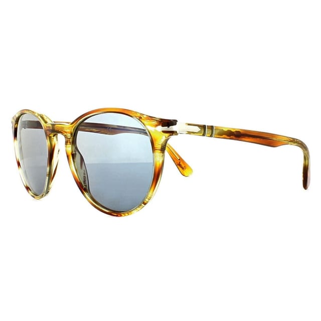 Persol Persol Men's Round Brown Striped Yellow Blue Anti-Glare Sunglasses - 2