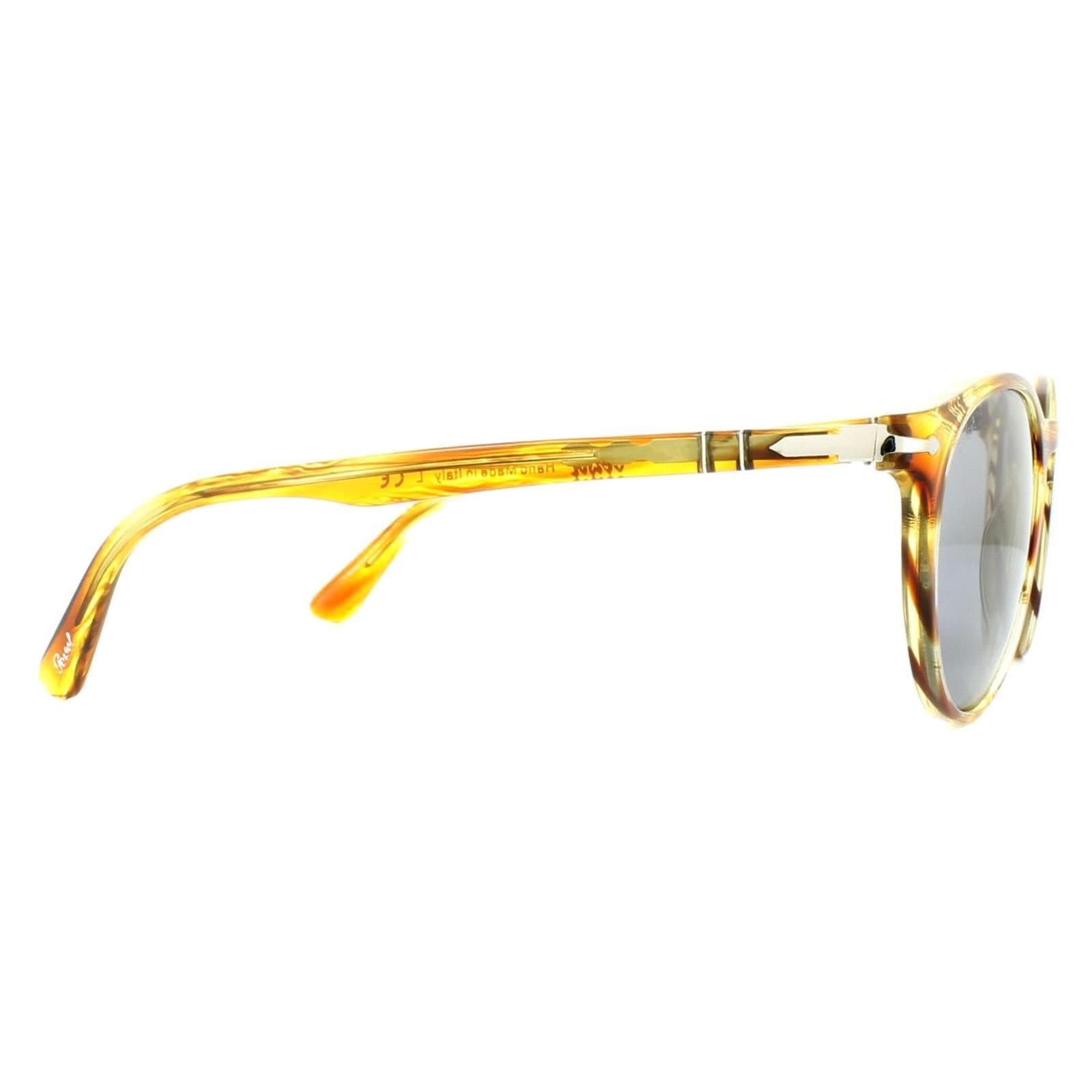 Persol Persol Men's Round Brown Striped Yellow Blue Anti-Glare Sunglasses - 4