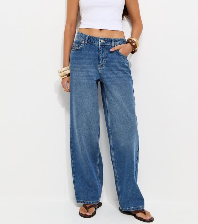 New Look Women's Dark Blue Belted Tab Straight Leg Jeans New Look - 3