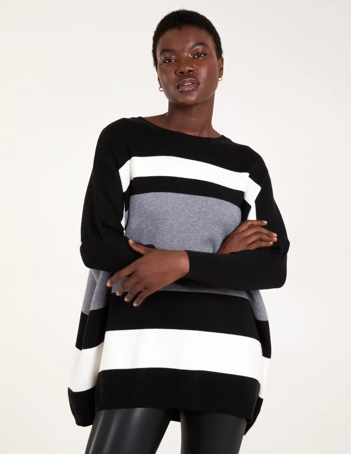 Blue Vanilla Multi Stripe Colour Block Jumper