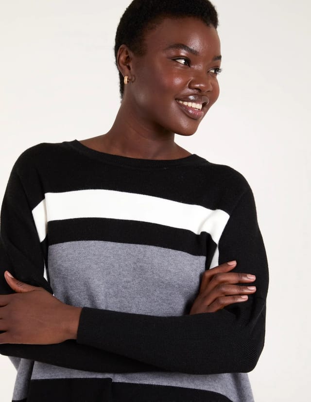 Blue Vanilla Multi Stripe Colour Block Jumper - 2