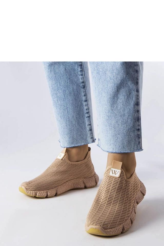 Love Lace Love Lace Women's Sport Slip On Sneakers Ventilated Fabric Round Toe Sole in Beige - 2