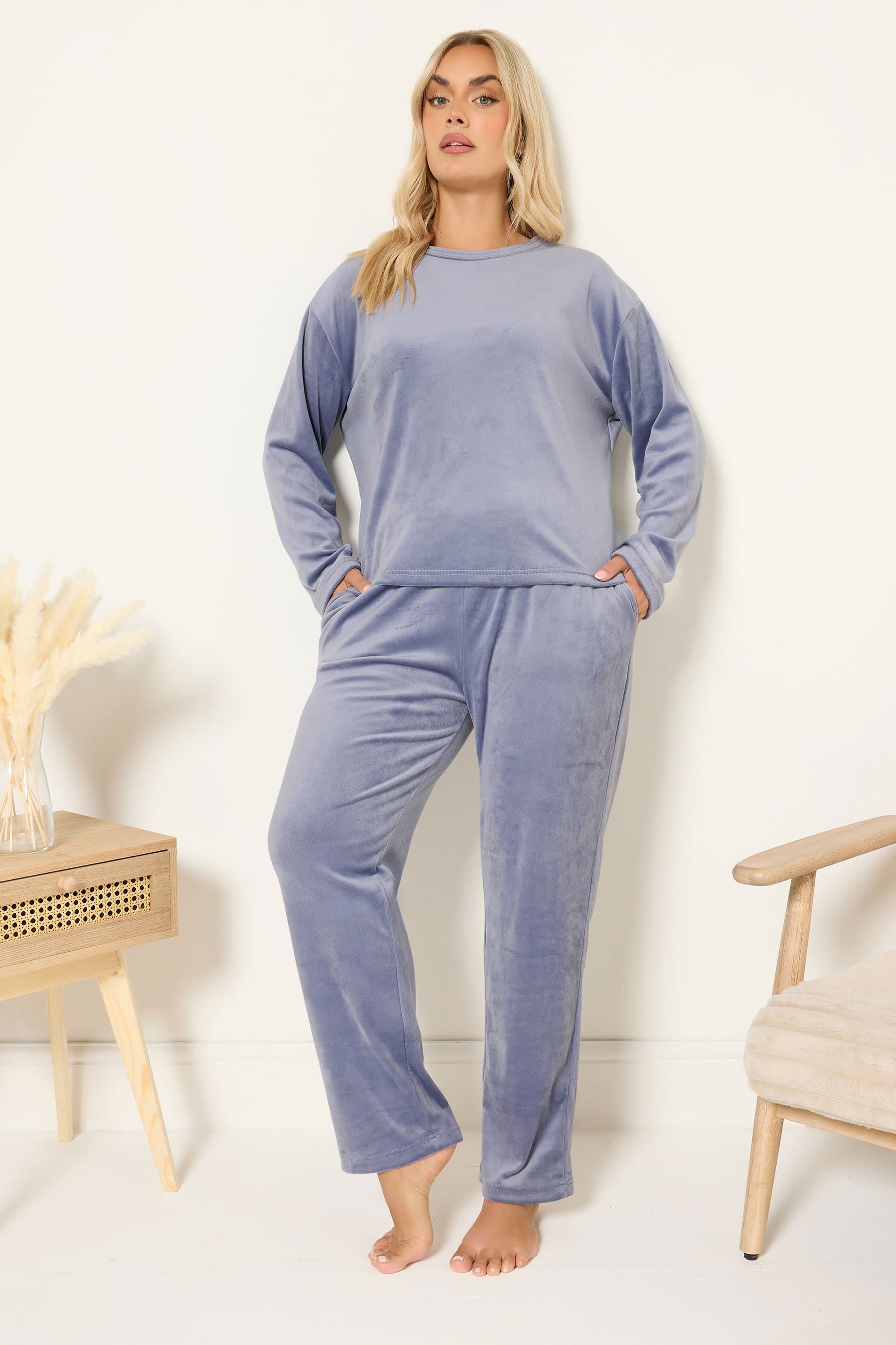 Yours Plus Size Blue Super Luxe Pyjama Set