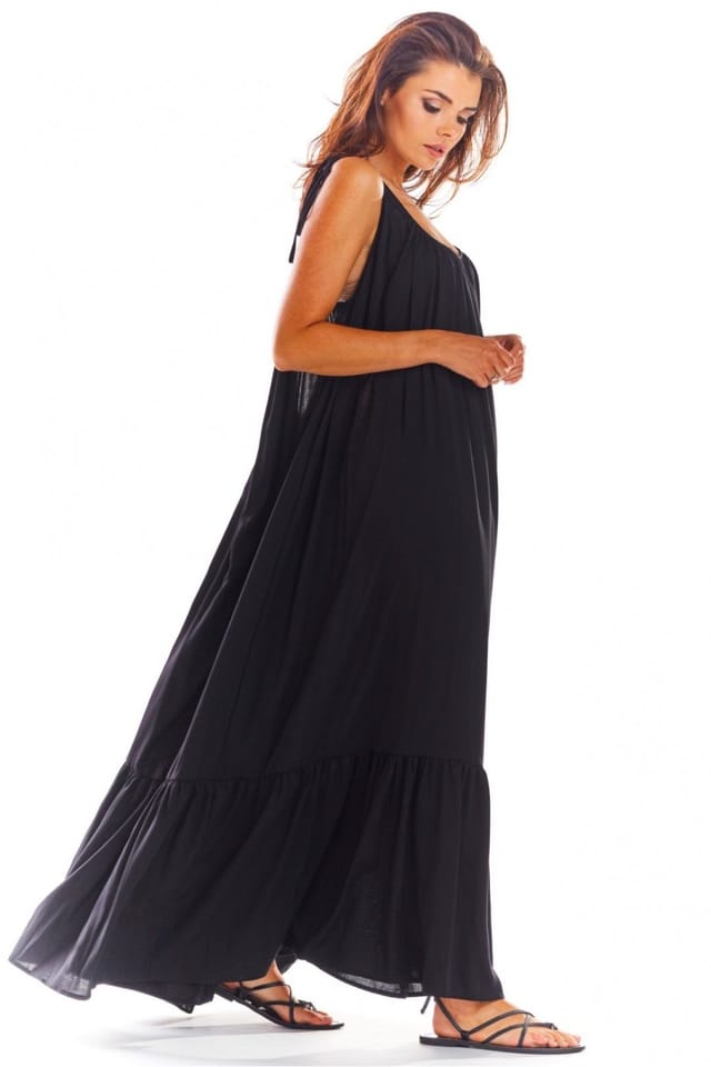 Love Lace Love Lace Women's Airy Viscose Loose Summer Flounce Dress in Black - 2